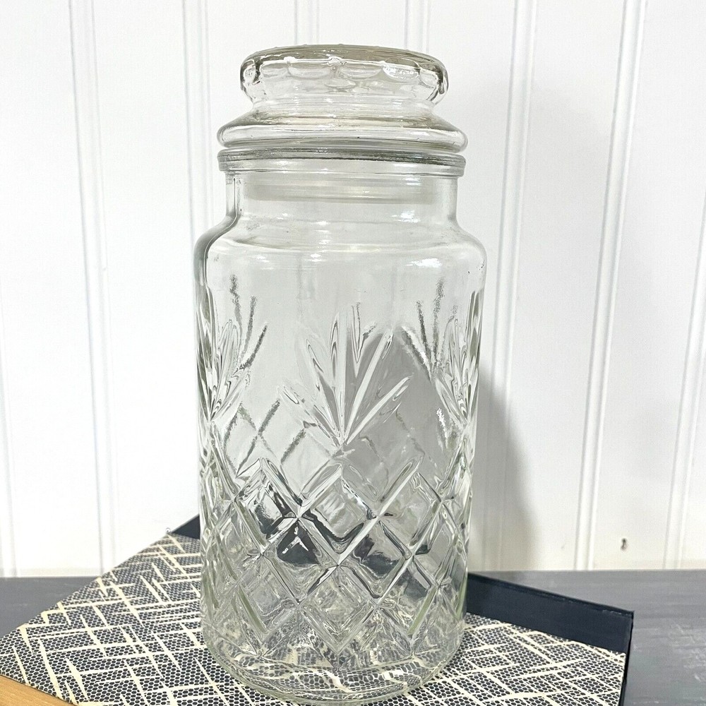Planters Peanuts clear Glass Jar with Hermetic Seal Lid‎ 1983 Mr. Peanut